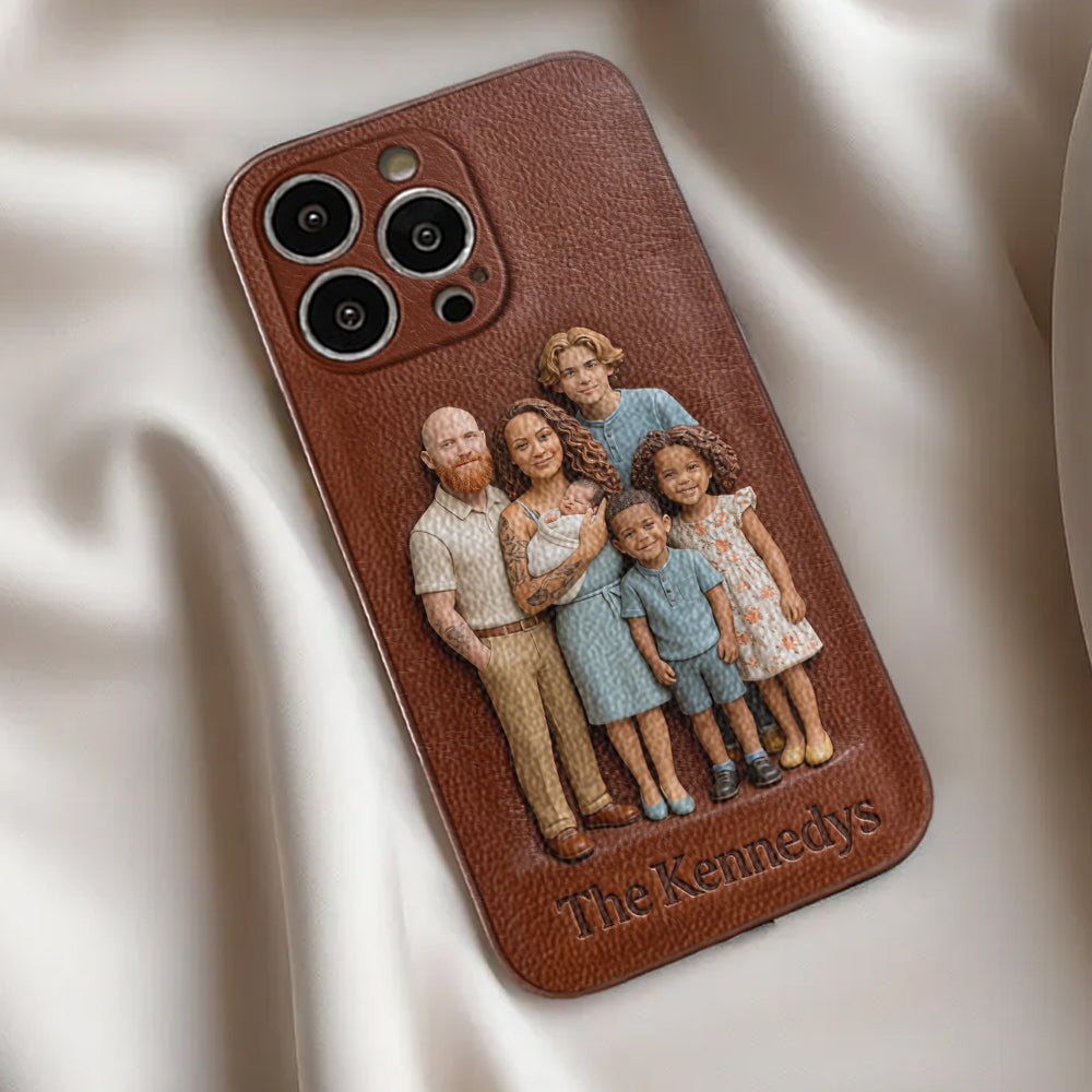 Custom Any Photo - Personalized Family Leather Phone Case