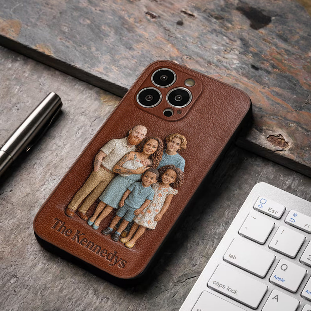 Custom Any Photo - Personalized Family Leather Phone Case