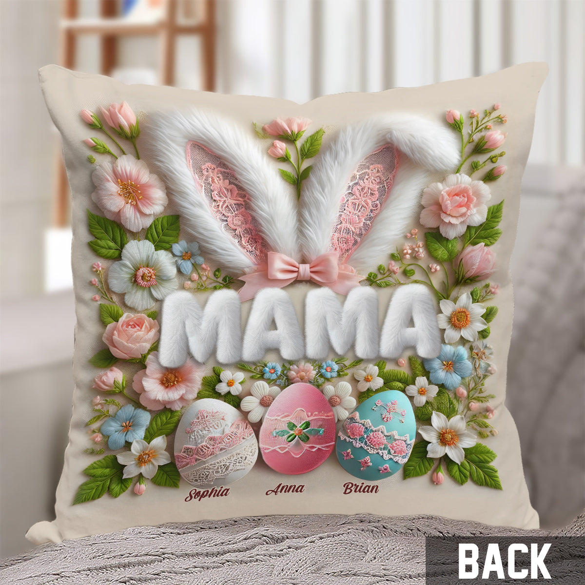Easter Bunny - Personalized Grandma Throw Pillow