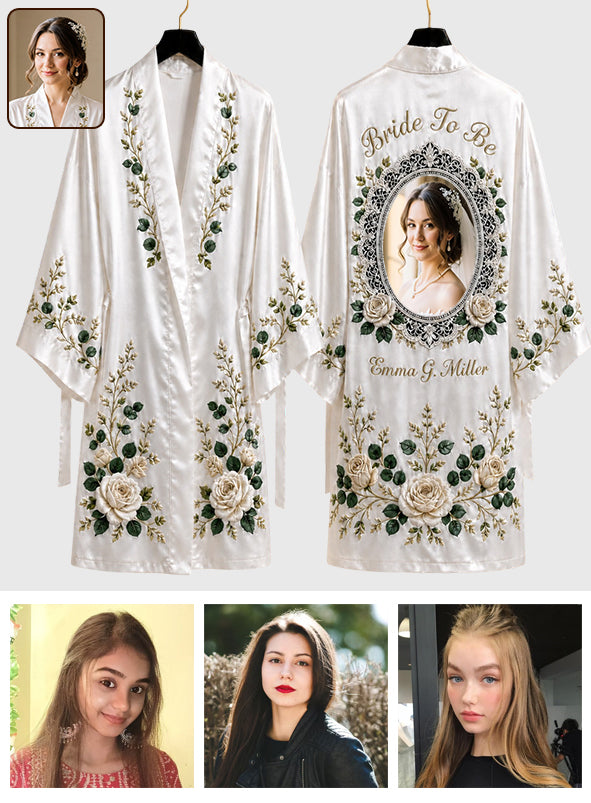 Any Photo Bride To Be Initial - Personalized wedding Satin Robe