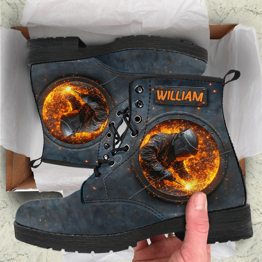 Cadeau pour soudeur - Bottes en cuir personnalisées pour soudeur