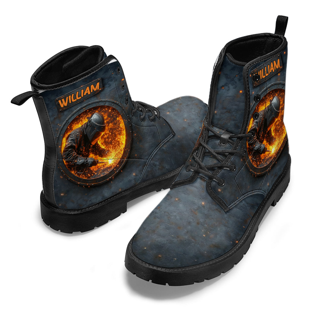 Cadeau pour soudeur - Bottes en cuir personnalisées pour soudeur