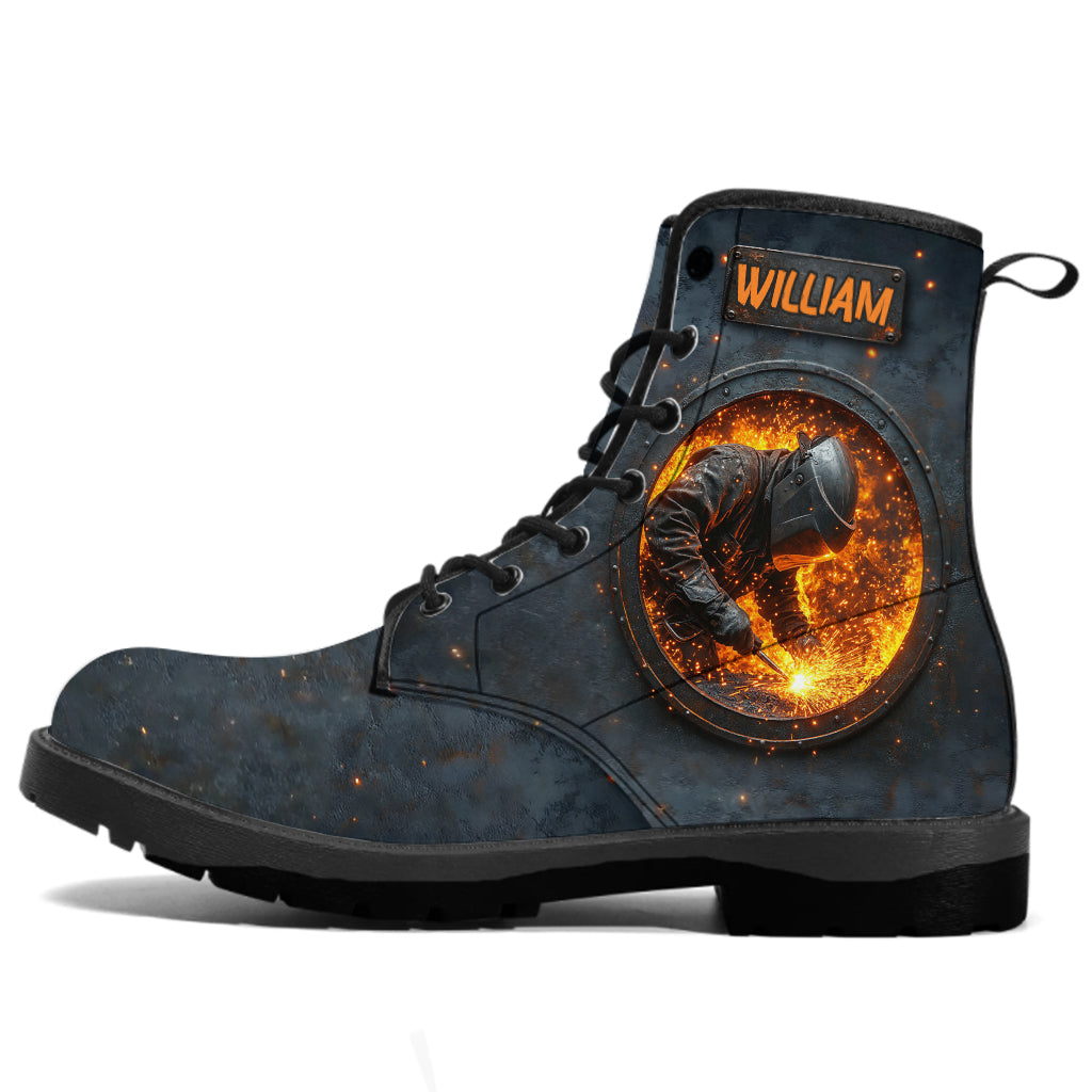 Cadeau pour soudeur - Bottes en cuir personnalisées pour soudeur