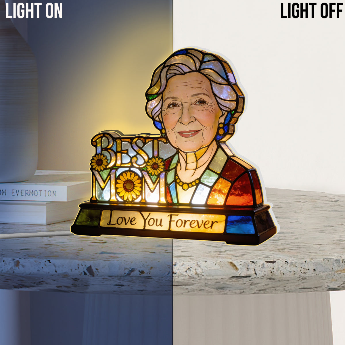 Lampe de Nuit LED Acrylique Personnalisée - Cadeau Unique pour Maman