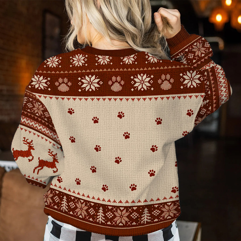 Noël avec un chat sarcastique - Pull moche personnalisé pour chat