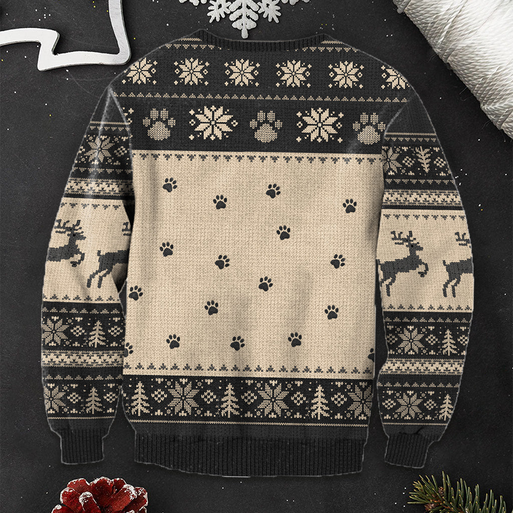 Noël avec un chat sarcastique - Pull moche personnalisé pour chat