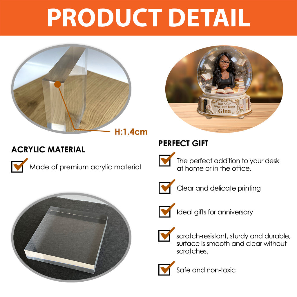 Souvenir pour amoureux des livres - Plaque acrylique personnalisée en forme de livre
