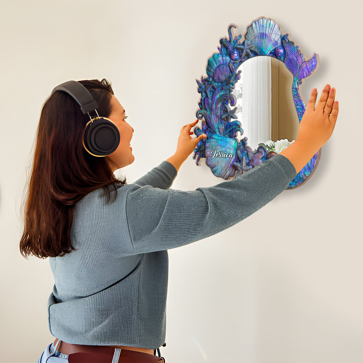 Souffle de l'océan - Miroir mural personnalisé pour amoureux de la mer