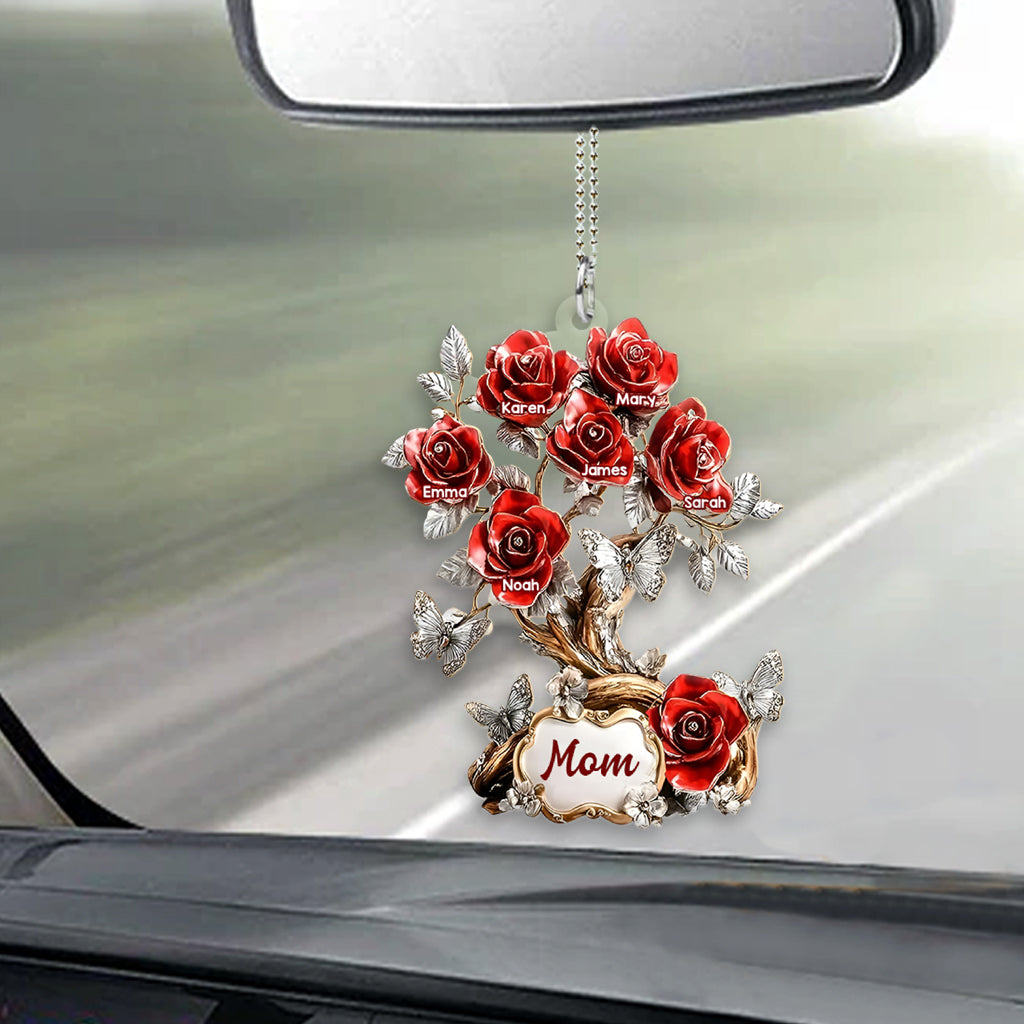 Fleurs pour maman/grand-mère - Ornement de voiture transparent personnalisé pour maman