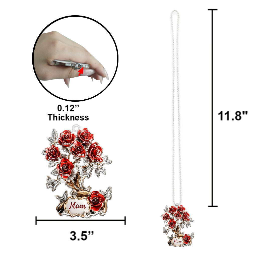 Fleurs pour maman/grand-mère - Ornement de voiture transparent personnalisé pour maman