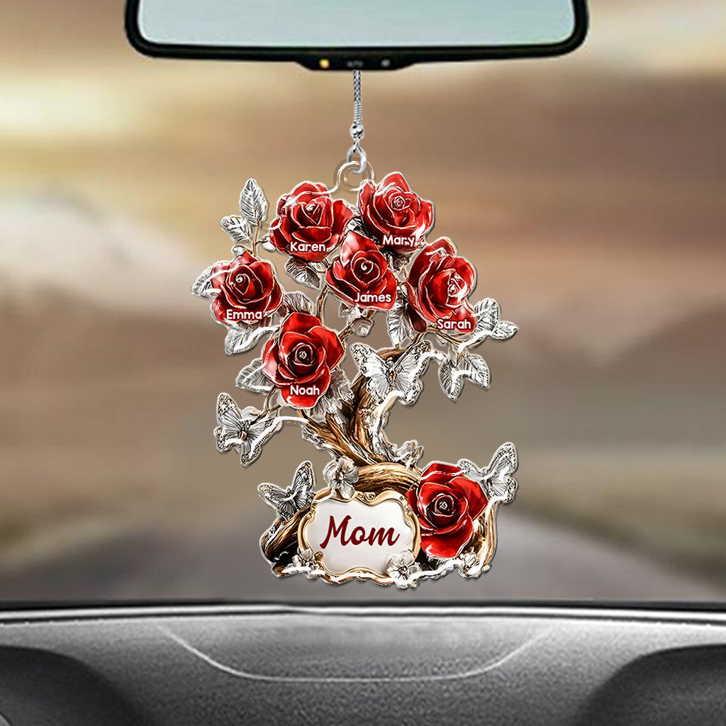Fleurs pour maman/grand-mère - Ornement de voiture transparent personnalisé pour maman