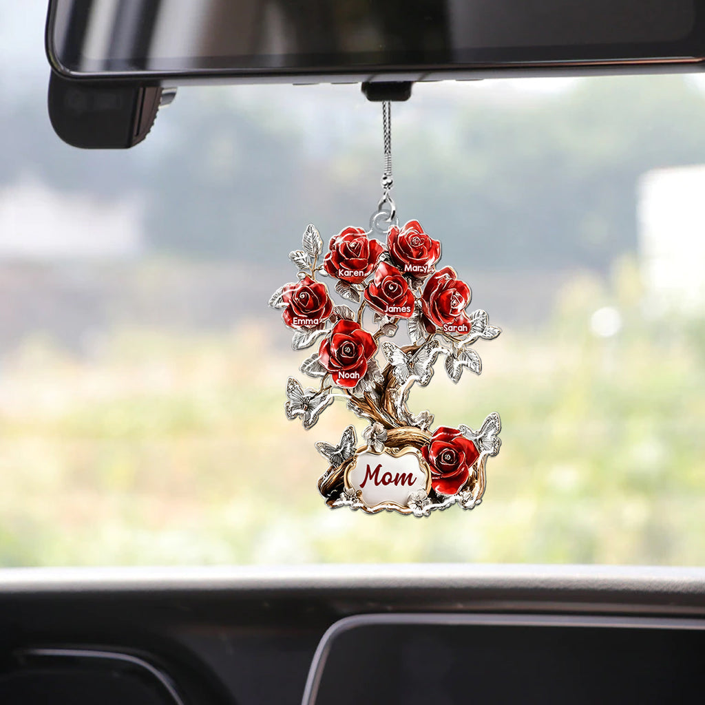 Fleurs pour maman/grand-mère - Ornement de voiture transparent personnalisé pour maman