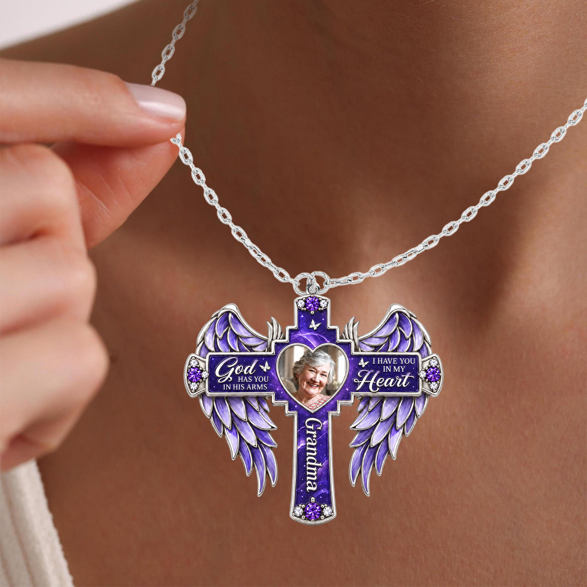 Your Light Will Always Shine In Our Hearts - Personalized Memorial Shaped Metal Pendant Necklace