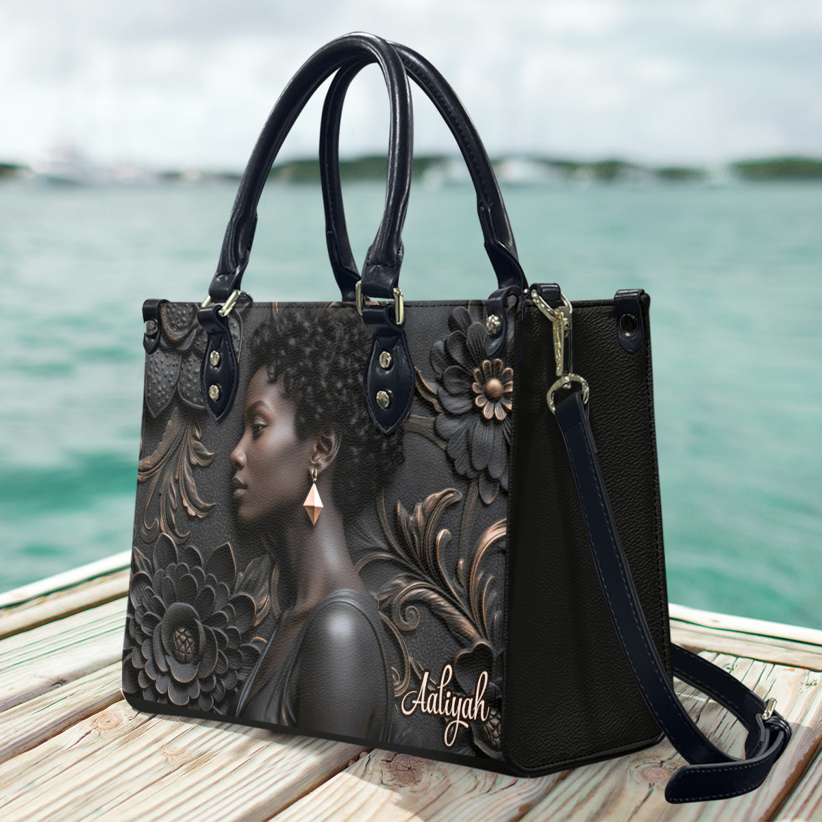 Fier de l'histoire noire - Sac à main personnalisé en cuir afro-américain