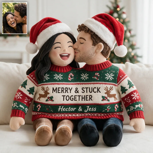 Stuck With You - Personalized Couple Premium Faux Fur Pillow