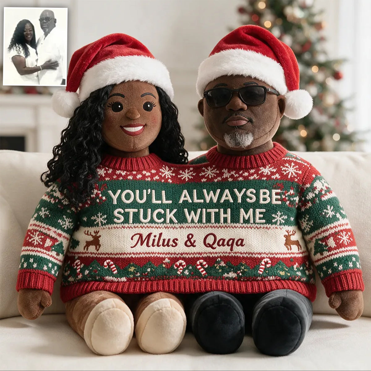 Stuck With You - Personalized Couple Premium Faux Fur Pillow