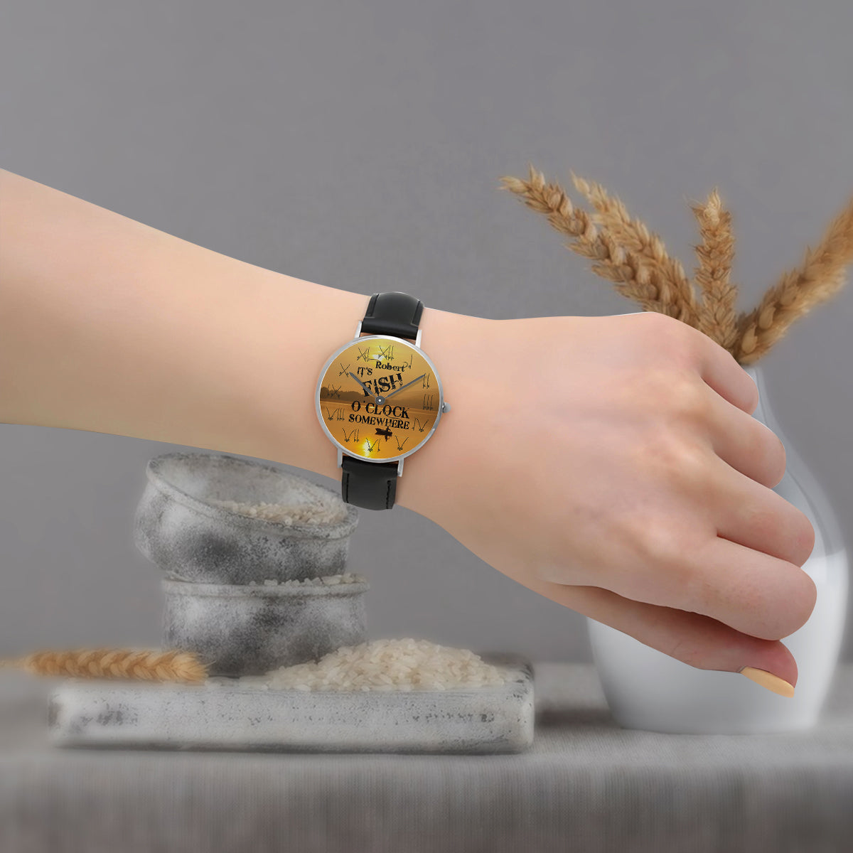 C'est l'heure du poisson quelque part - Montre-bracelet de pêche personnalisée