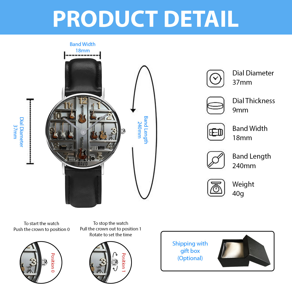 Guitariste - Montre-bracelet guitare personnalisée