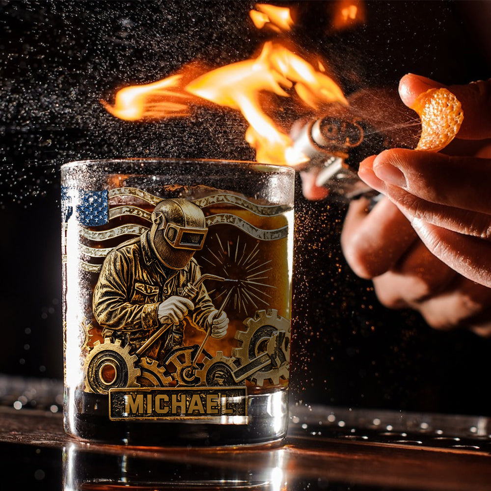 Strong Welders Drink Whiskey - Personalized Welder Whiskey Glass