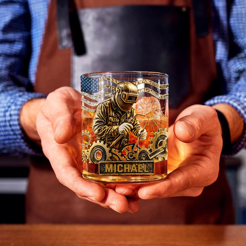 Strong Welders Drink Whiskey - Personalized Welder Whiskey Glass