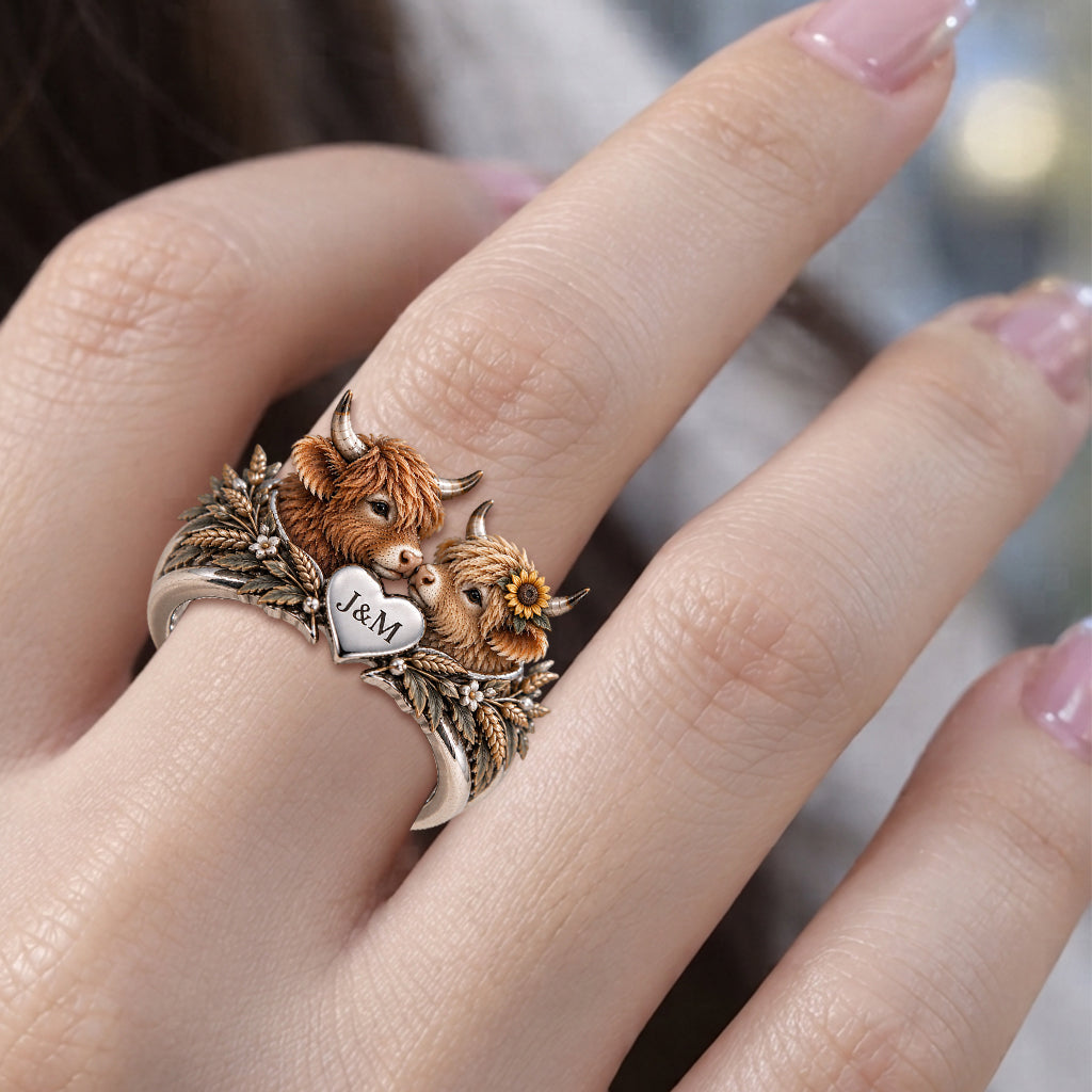 We Got This - Personalized Highland Cow Adjustable Shaped Ring