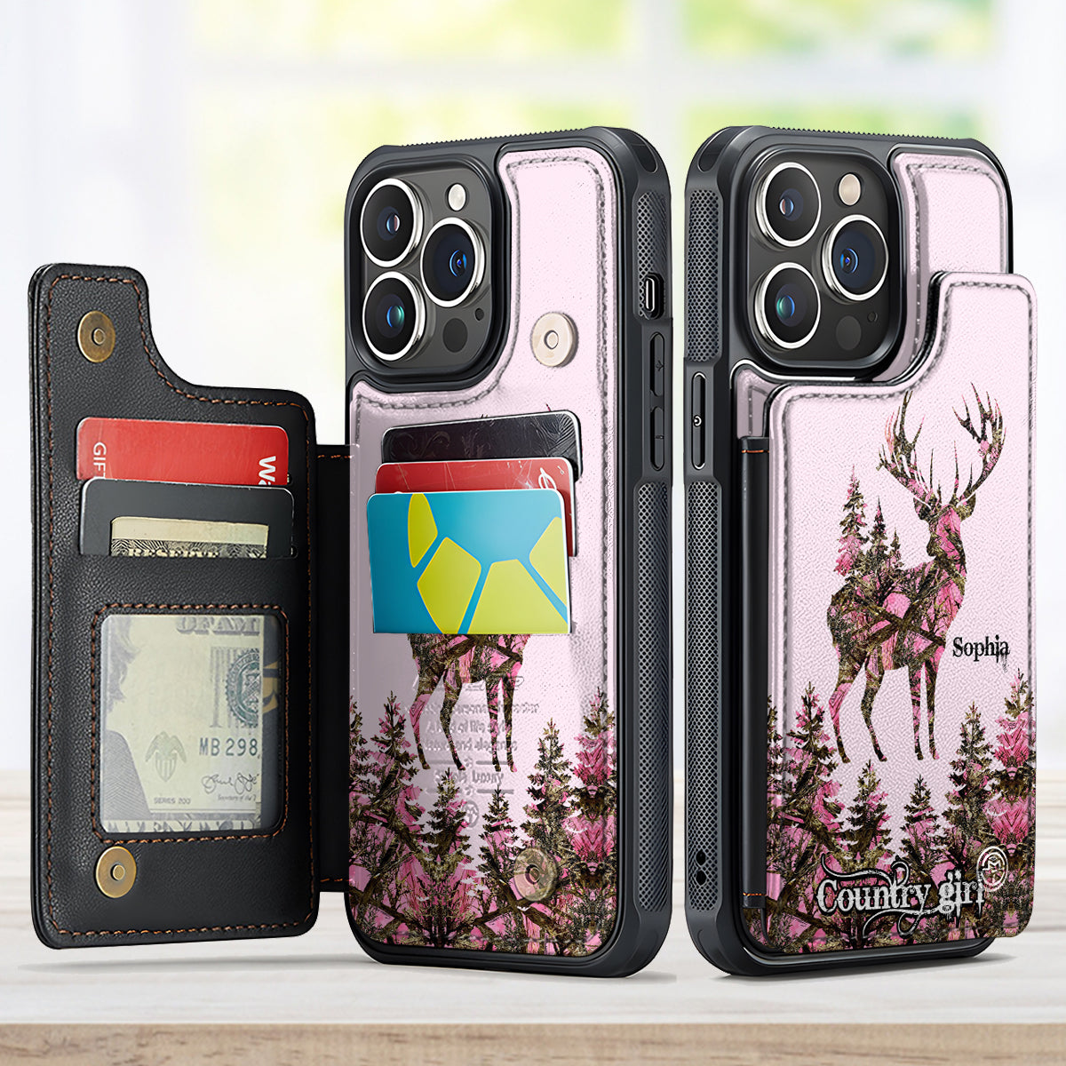 Étui portefeuille pour téléphone Country Girl - Chasse personnalisée, entièrement imprimé