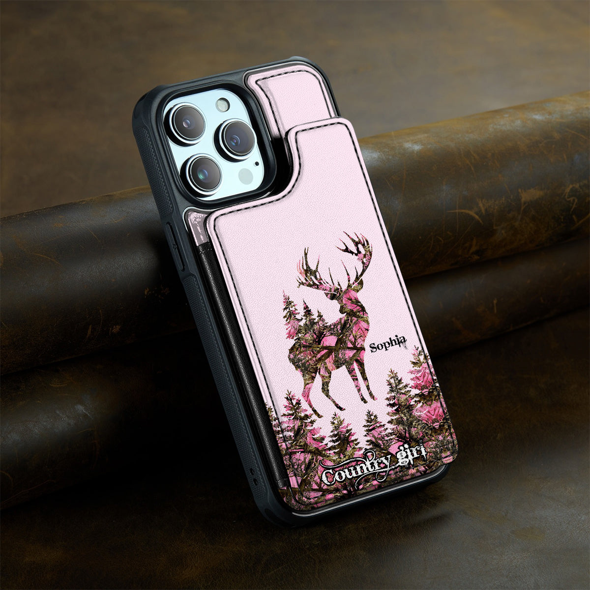 Étui portefeuille pour téléphone Country Girl - Chasse personnalisée, entièrement imprimé