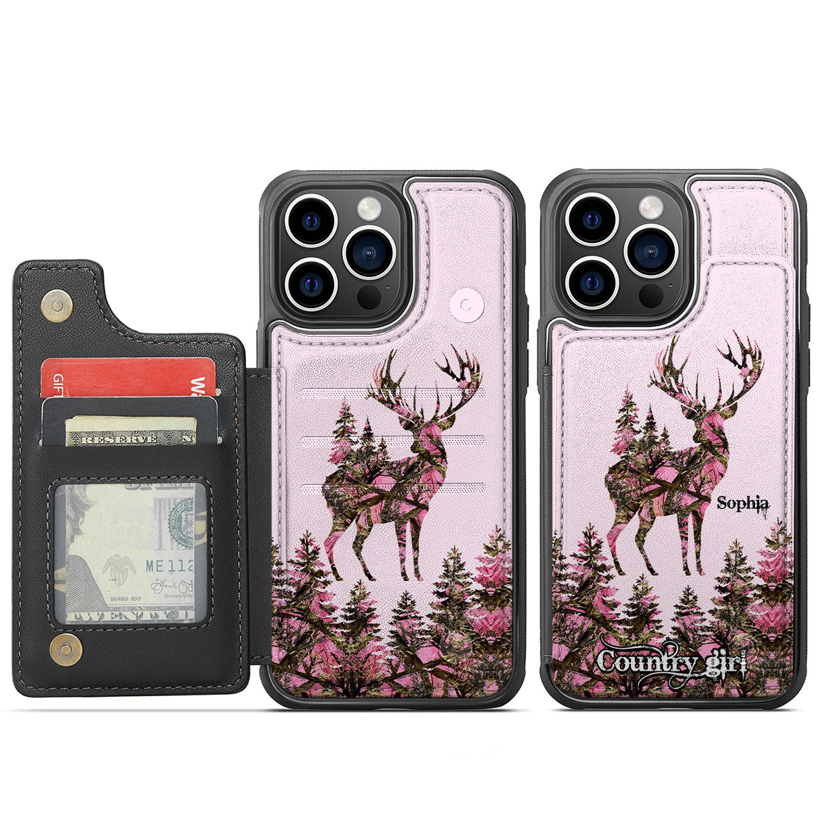 Étui portefeuille pour téléphone Country Girl - Chasse personnalisée, entièrement imprimé