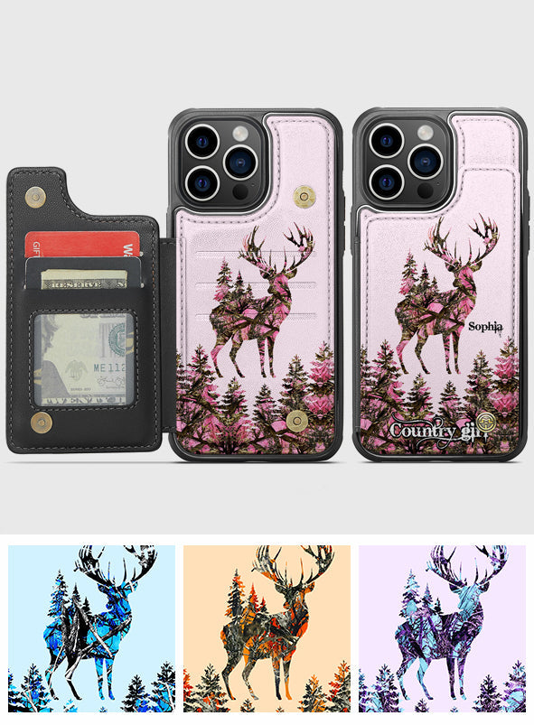 Étui portefeuille pour téléphone Country Girl - Chasse personnalisée, entièrement imprimé