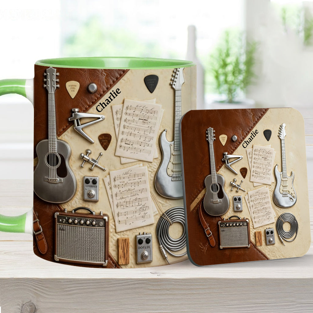 Mug et sous-verre personnalisés avec motif guitare - Guitariste
