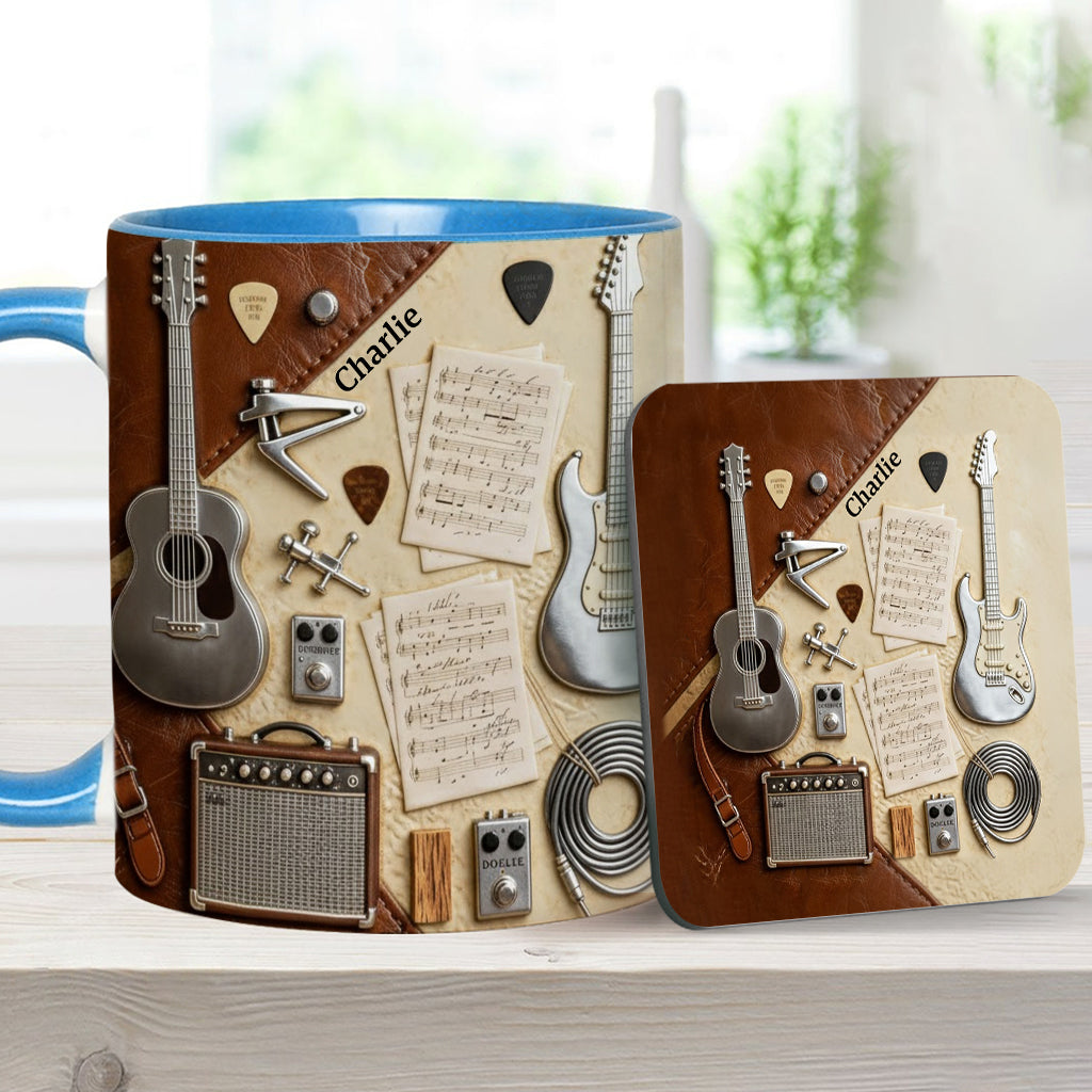 Mug et sous-verre personnalisés avec motif guitare - Guitariste