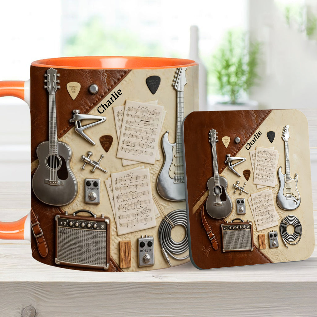 Mug et sous-verre personnalisés avec motif guitare - Guitariste
