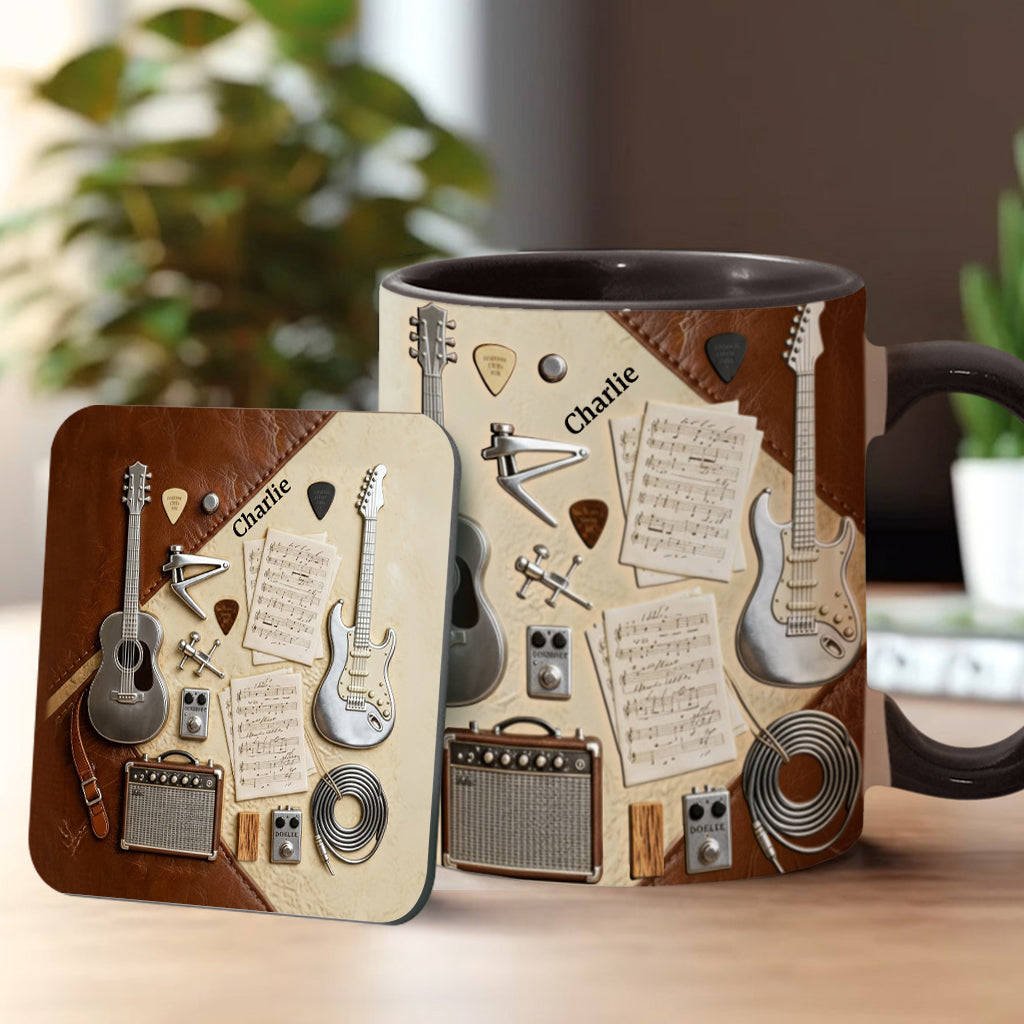 Mug et sous-verre personnalisés avec motif guitare - Guitariste
