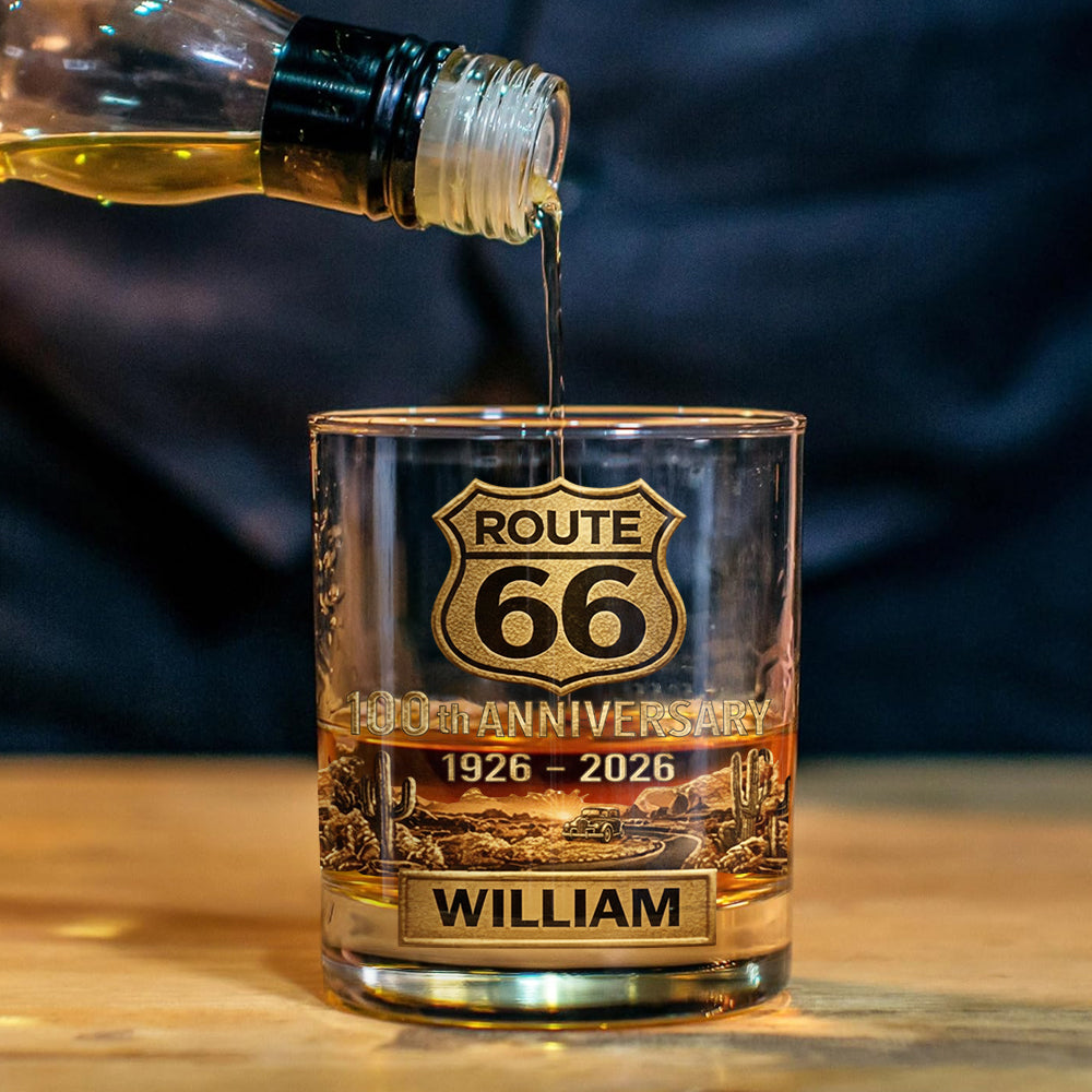 Route 66 100th Anniversary - Personalized Car Lover Whiskey Decanter Set