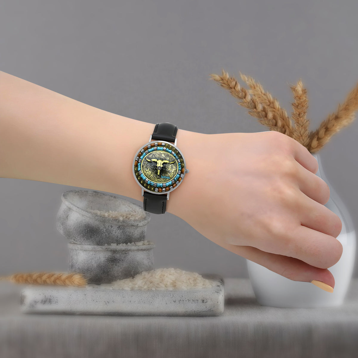 Chasse au crâne de taureau - Montre de chasse personnalisée