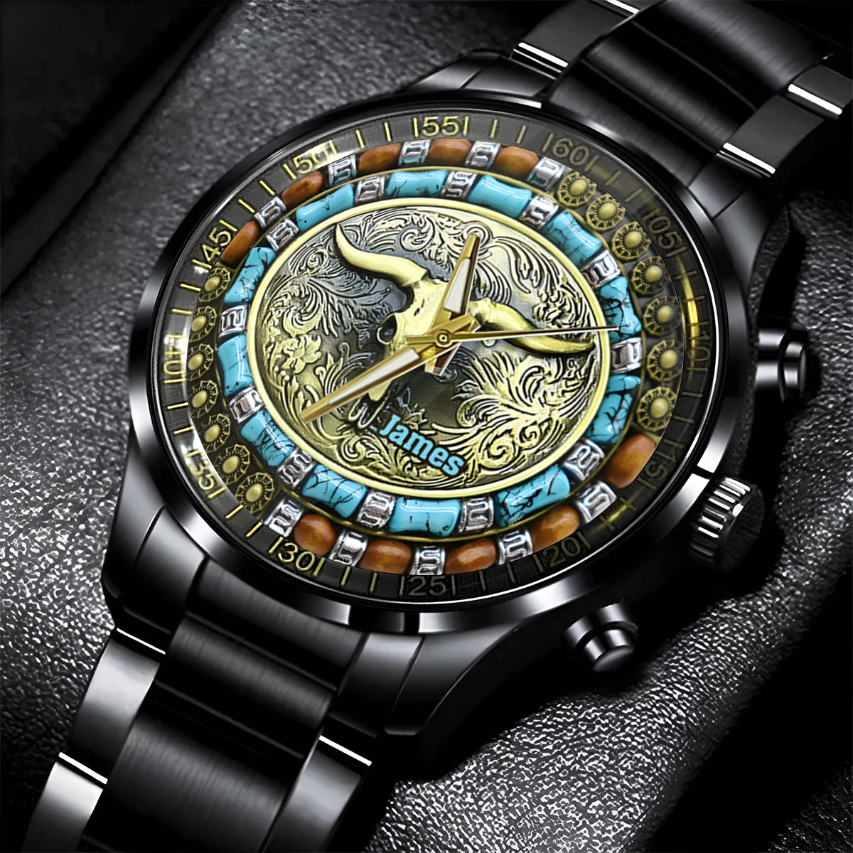 Chasse au crâne de taureau - Montre de chasse personnalisée