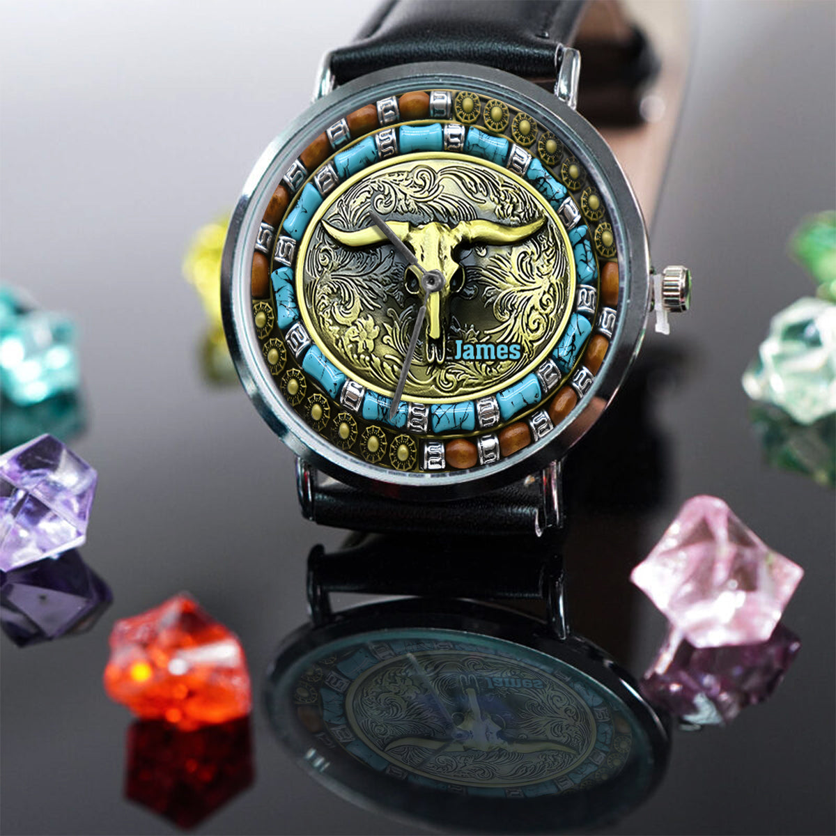 Chasse au crâne de taureau - Montre de chasse personnalisée
