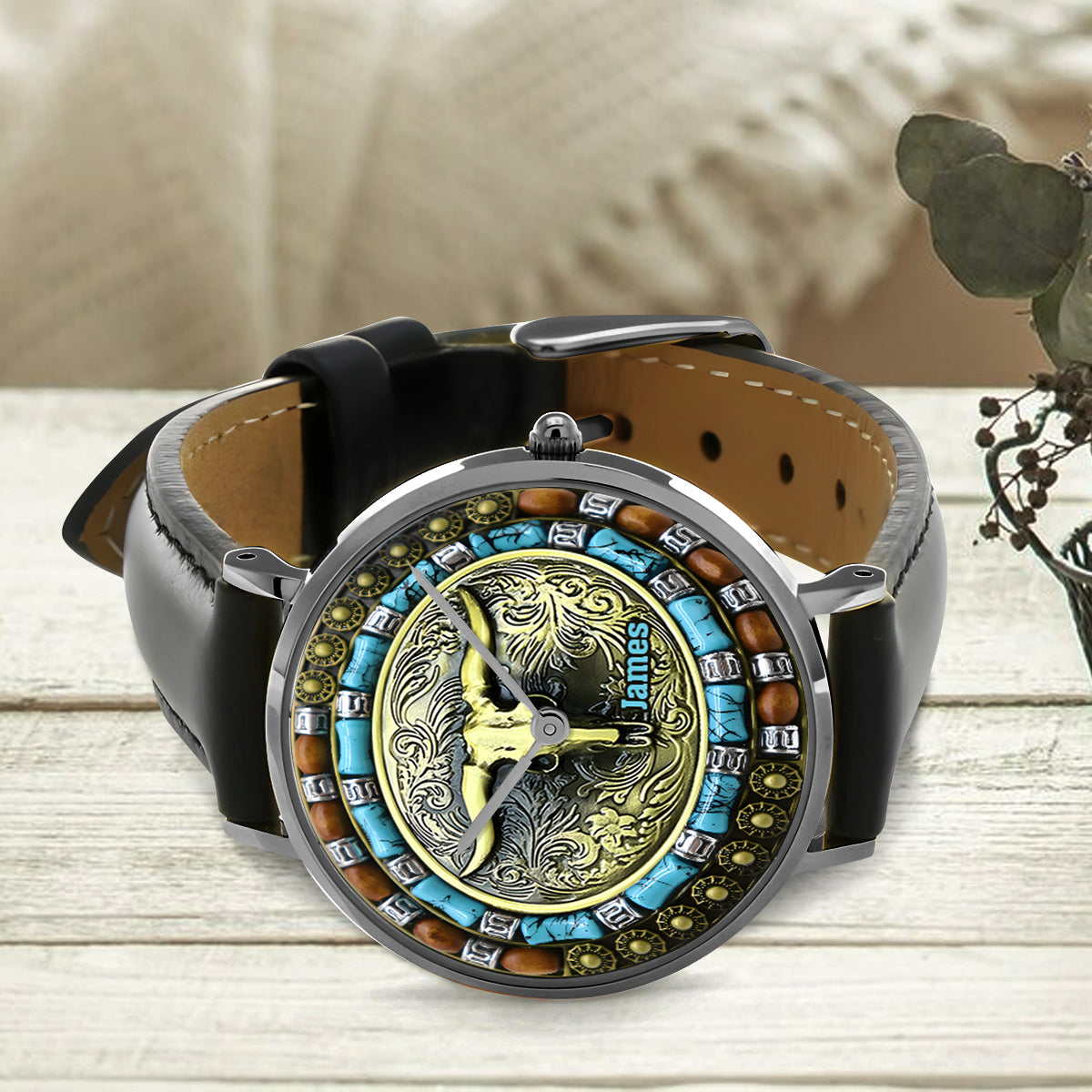 Chasse au crâne de taureau - Montre de chasse personnalisée