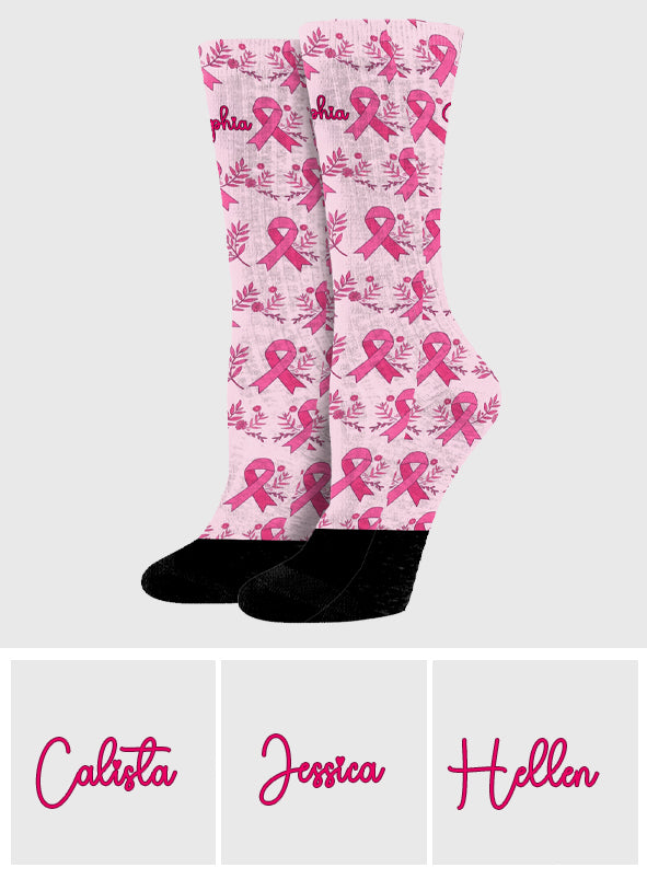 Pink Ribbon Breast Cancer Awareness - Personalized Breast Cancer Awareness Socks
