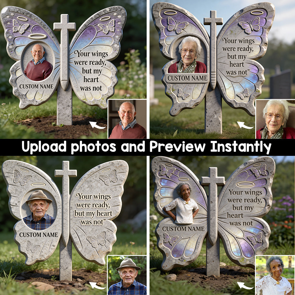 Tes ailes étaient prêtes - Plaque commémorative personnalisée en acrylique pour jardin