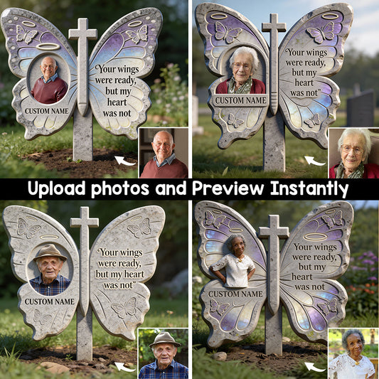 Tes ailes étaient prêtes - Plaque commémorative personnalisée en acrylique pour jardin