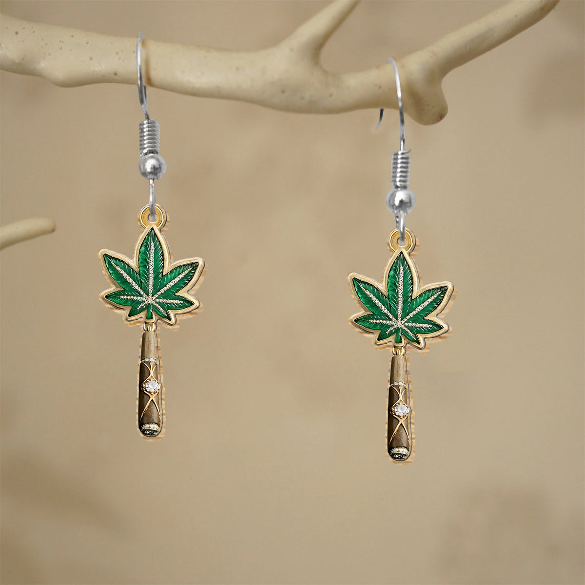 Boucles d'oreilles et pendentifs en weed personnalisés - Feeling Dope