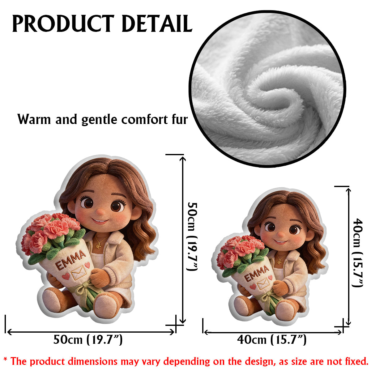 Custom Any Photo Birthmonth Flower - Personalized Self Love Faux Fur Shaped Pillow