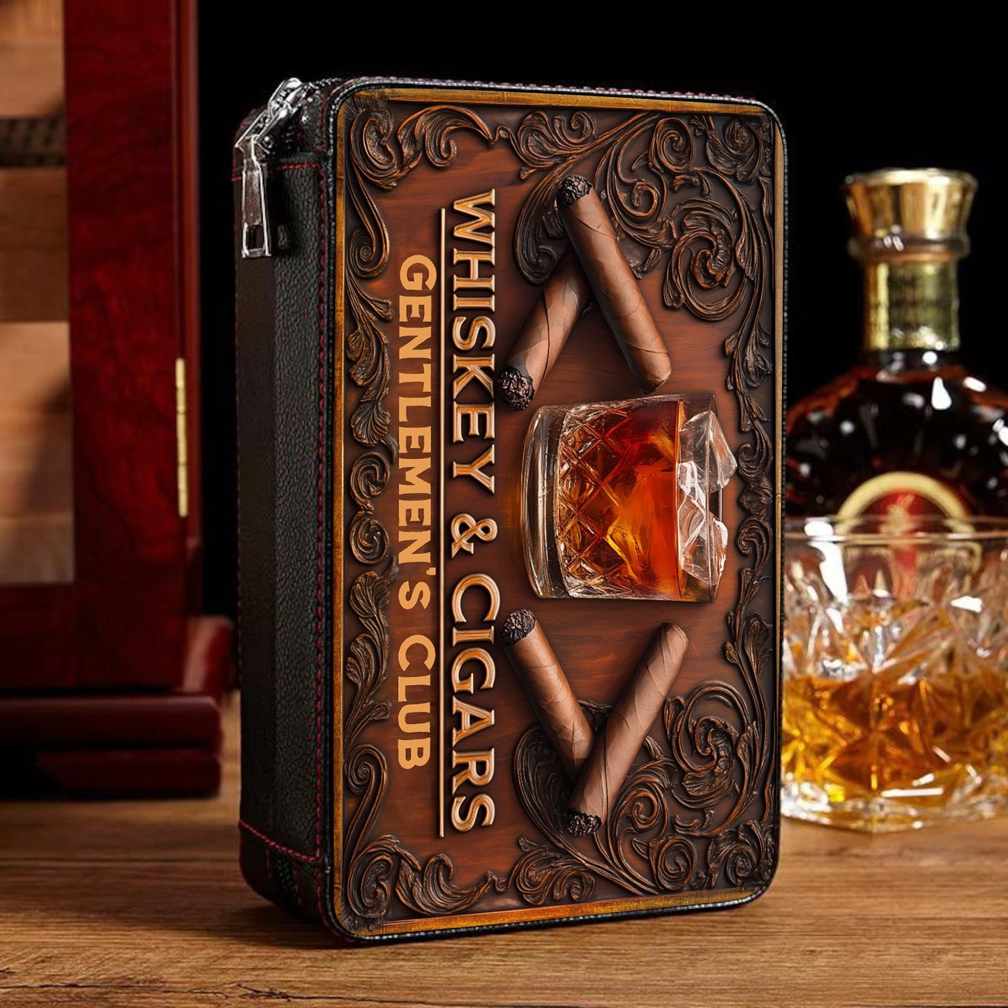 Whiskey and Cigar Club - Personalized Whisky Travel Cigar Humidor Case