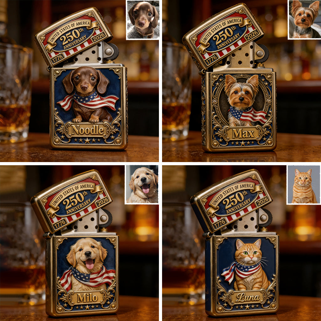 USA 250e Anniversaire - Briquet Personnalisé pour Chien