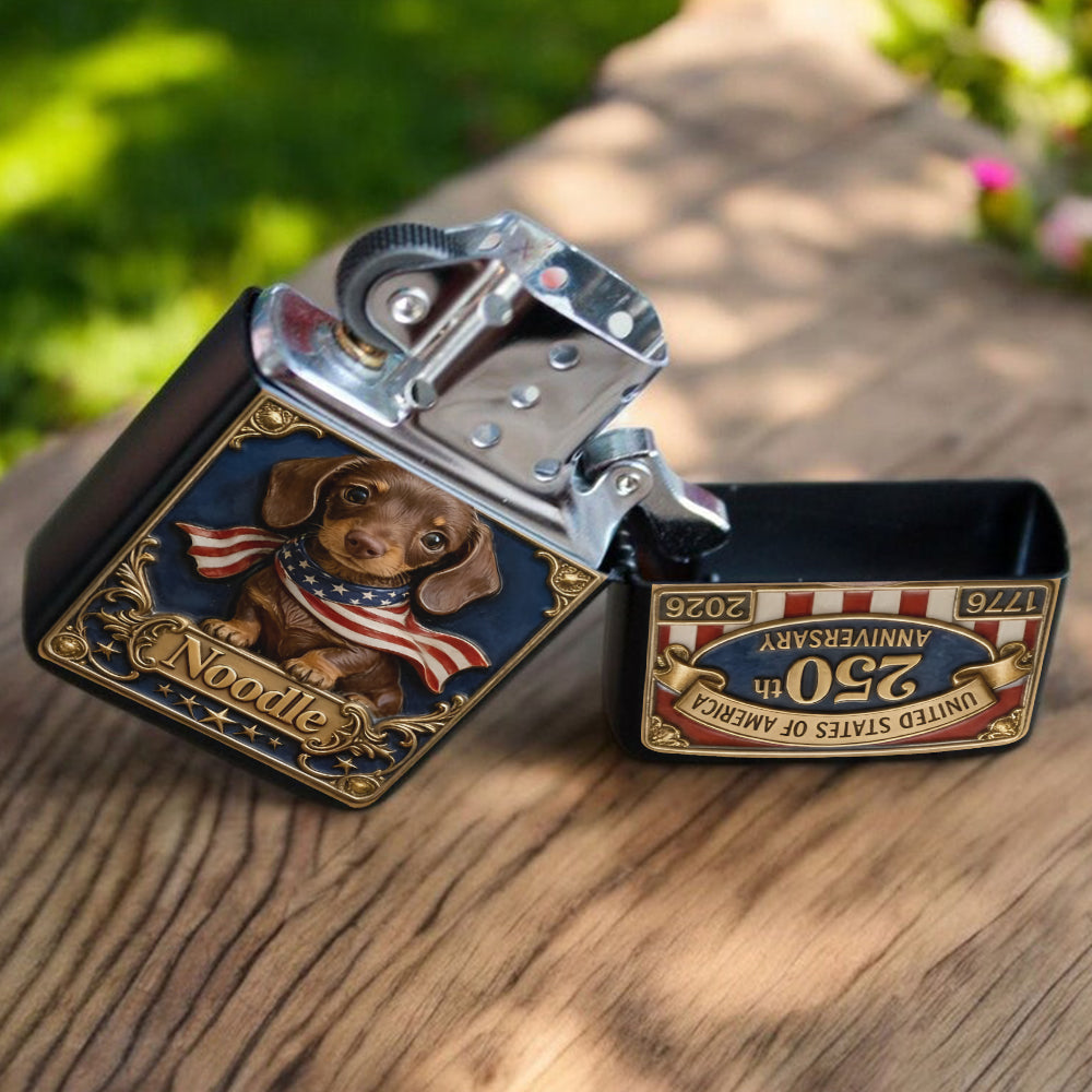 USA 250e Anniversaire - Briquet Personnalisé pour Chien