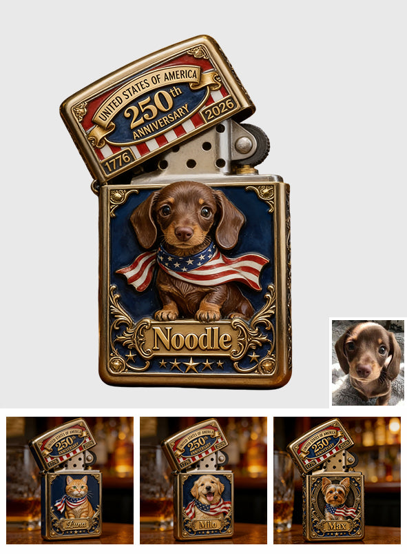USA 250e Anniversaire - Briquet Personnalisé pour Chien