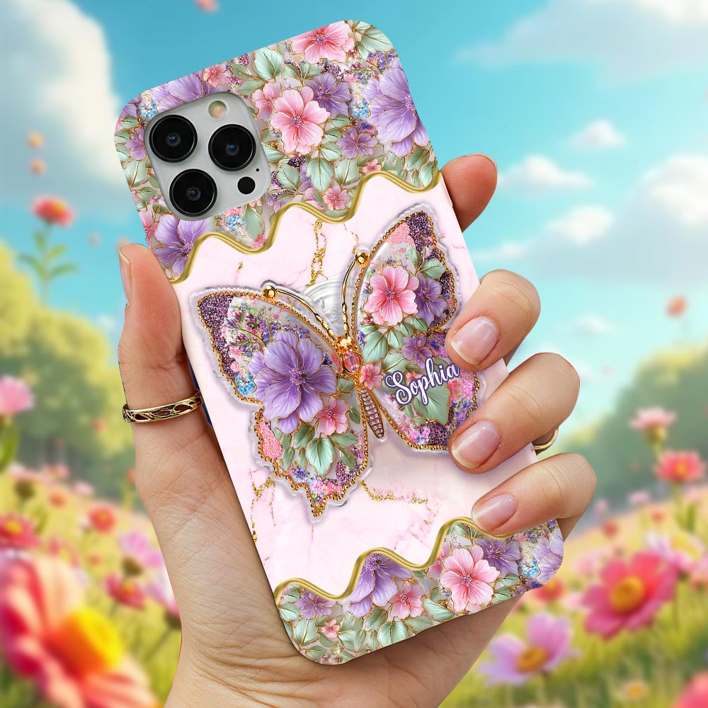 Coque de téléphone et support pour téléphone personnalisés avec imprimé papillon Love Butterfly -