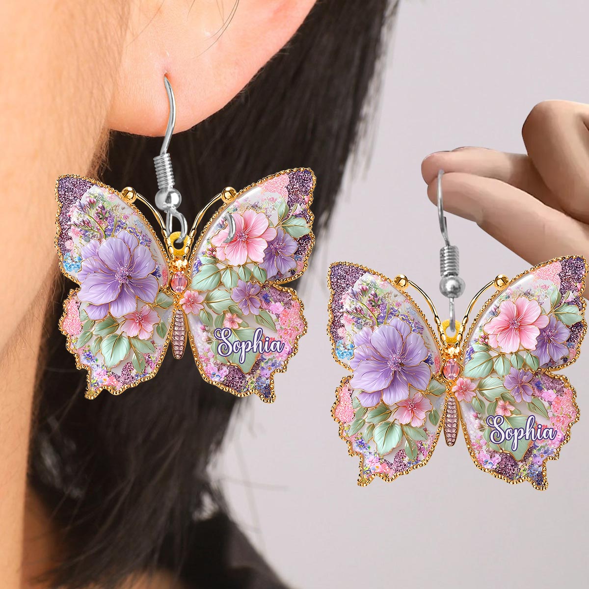 Love Butterfly - Personalized Butterfly Earrings