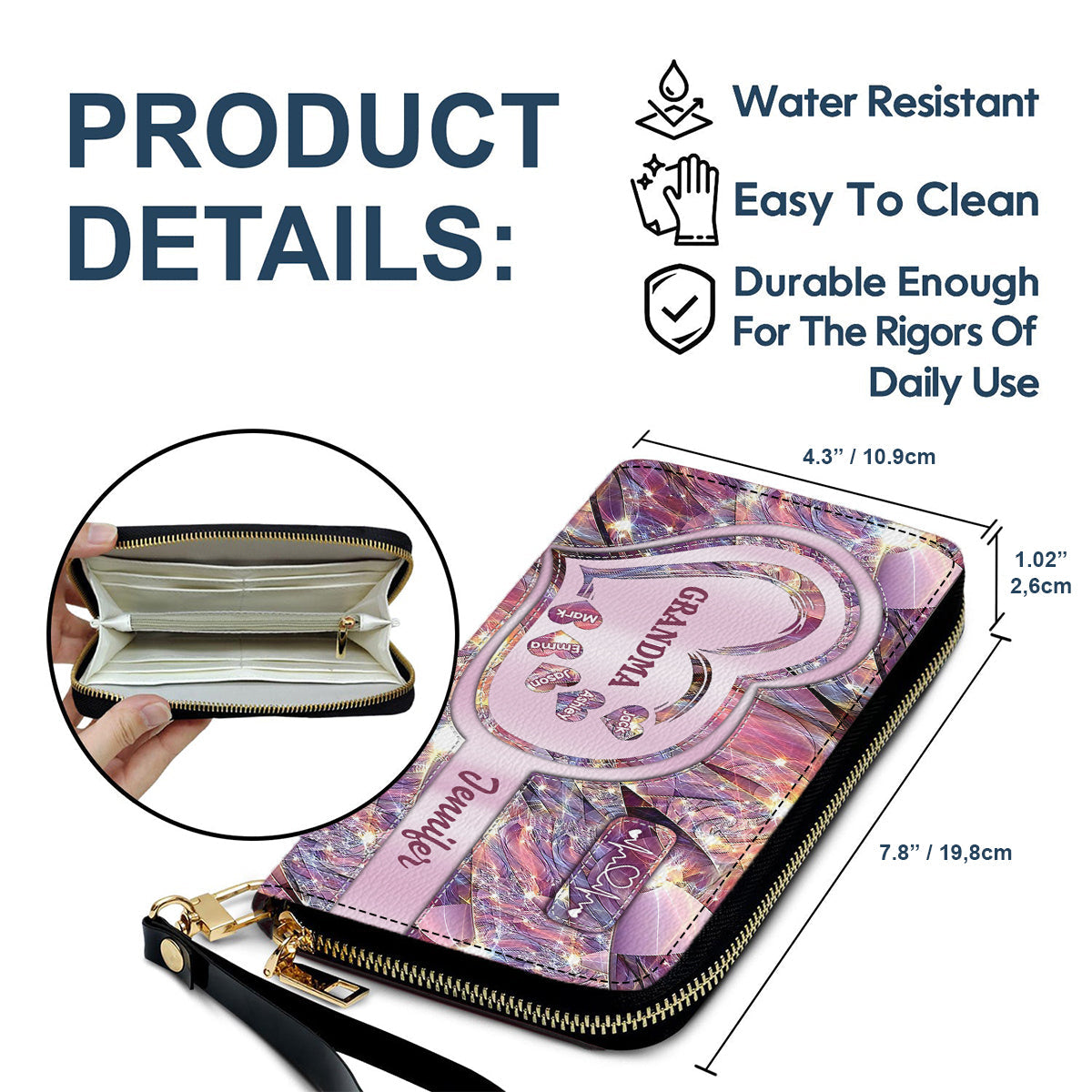 Best Grandma Ever - Personalized Grandma Leather Long Wallet